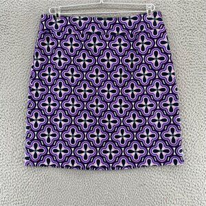 Ann Taylor Skirt Womens 10 Petite Purple Geometric Pencil Straight Mini Casual